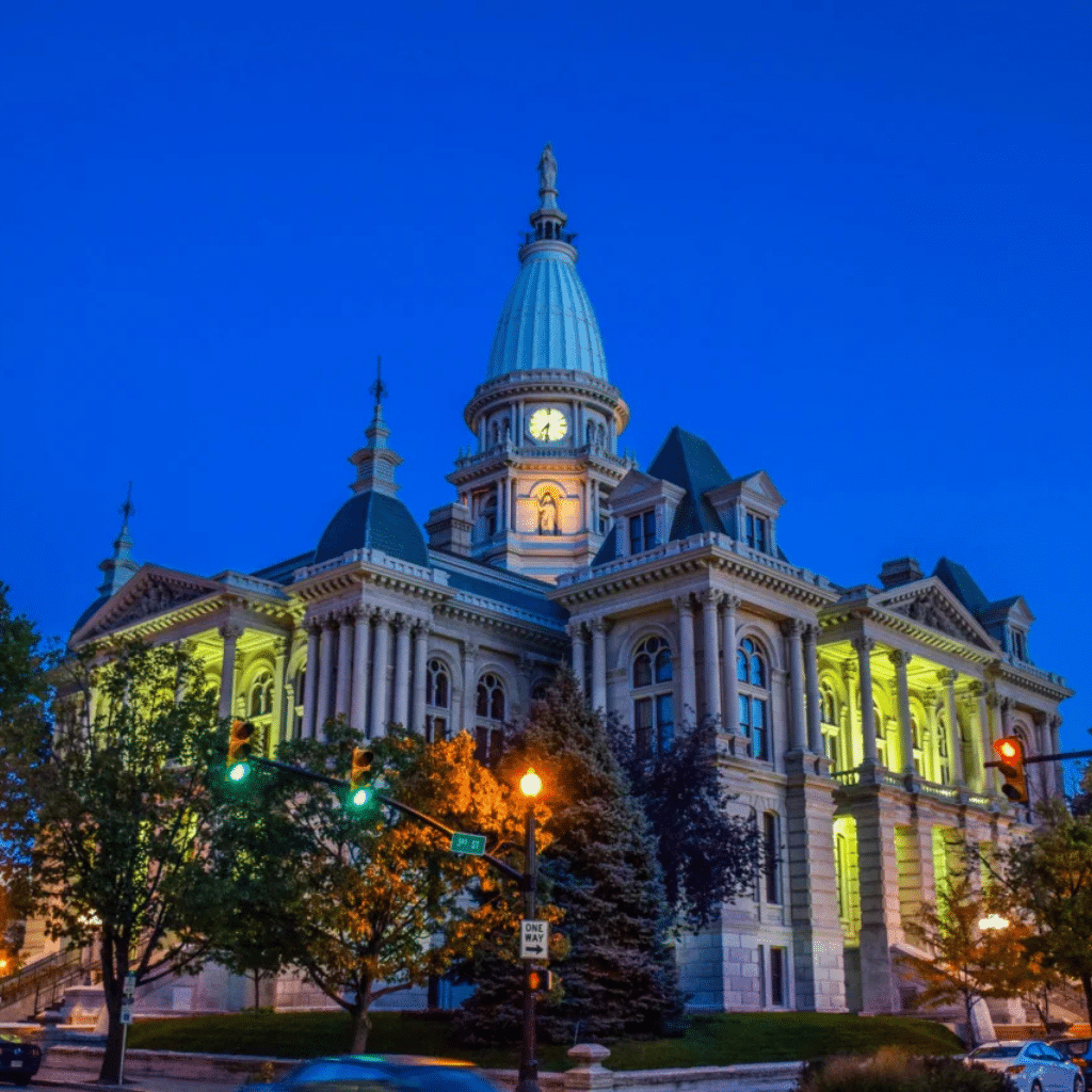 Lafayette Courthouse at night